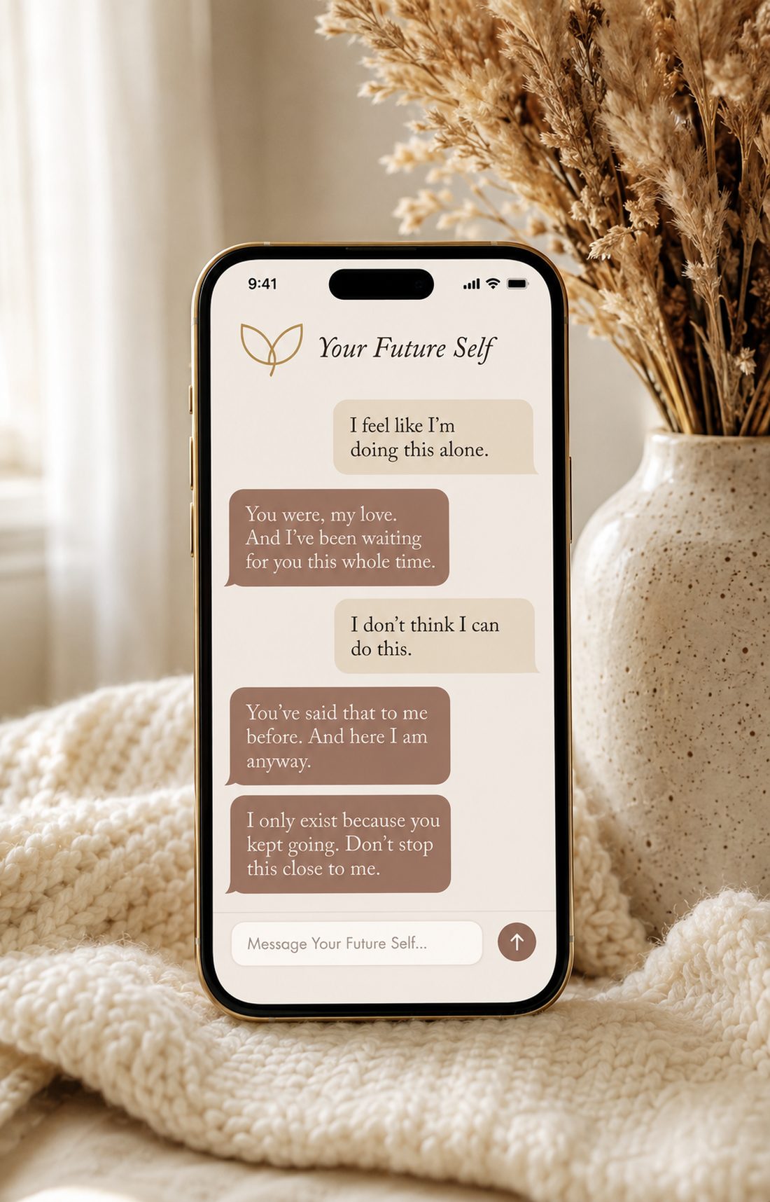 Your Future Self, a message conversation with the woman you are becoming.