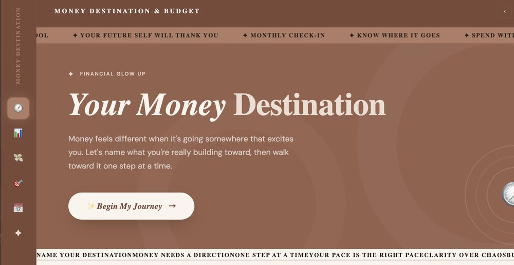 Your Money Destination, naming what you are building toward.